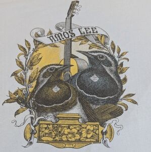 Amos Lee Concert Cap Sleeve Tee Featuring Birds and Guitar Neck XL